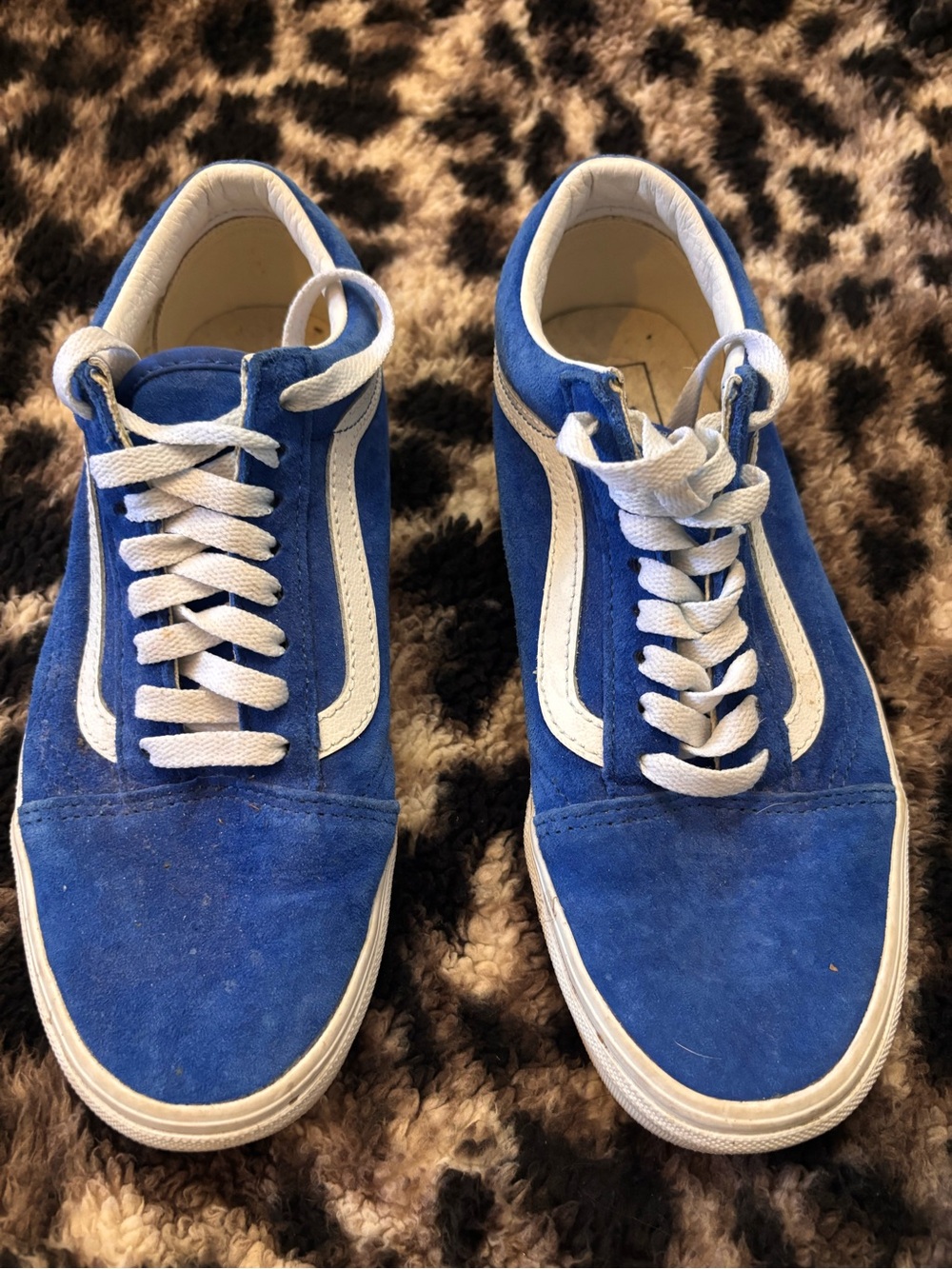 Vans Men's Royal Blue Suede Old Skool Sneakers with White Stripe